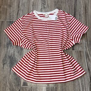 H&M Red & White Classic Striped Women’s Shirt Sz XL  basic everyday wear #88